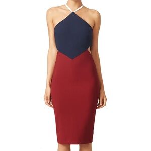 Elizabeth and James Riza Colorblock Halter Midi Dress - Size 0